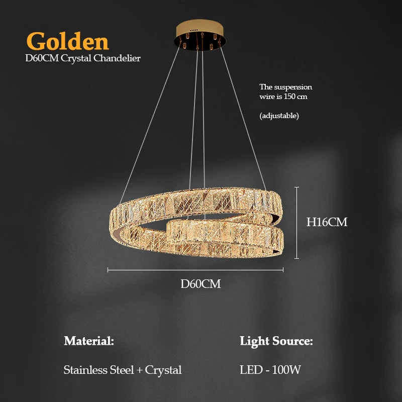 TAPNM Modern Luxury Crystal Chandelier For Living Room