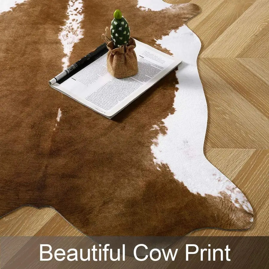 Premium Faux Cowhide Rug With Striped Pattern For Living Room