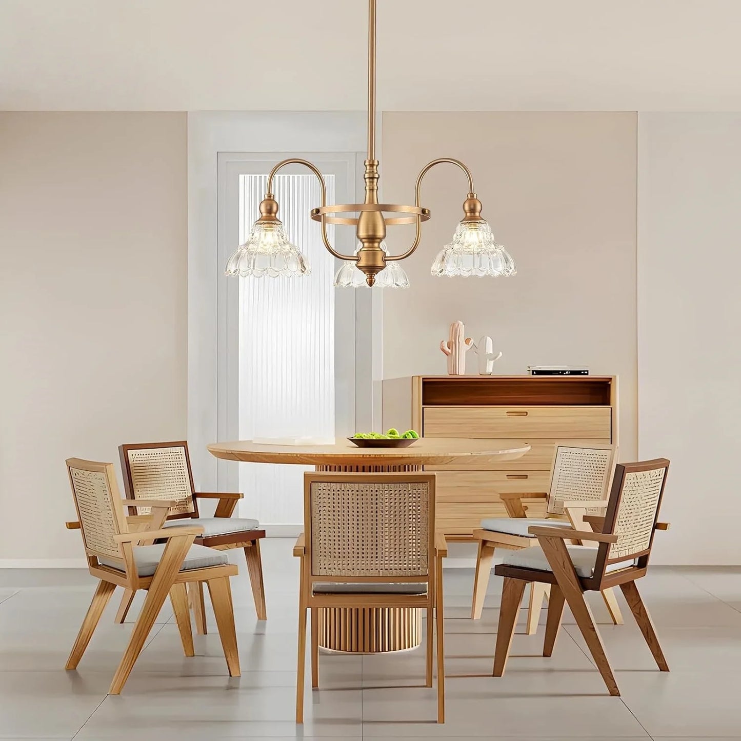Normichy LED Pendant Light Glass Flower Fixture For Living Room