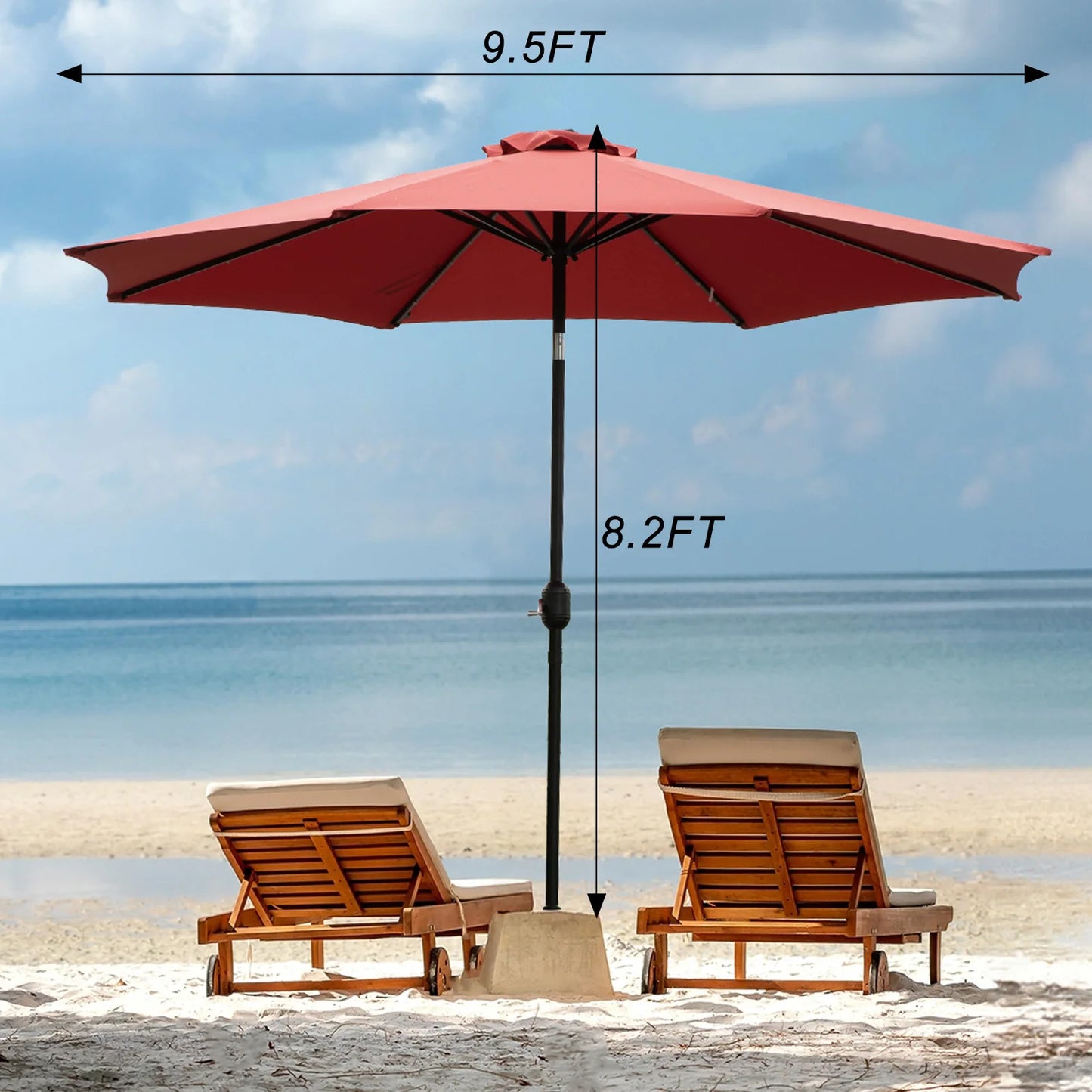 JHK Solar Patio Umbrella With LED Lights Tilt Crank