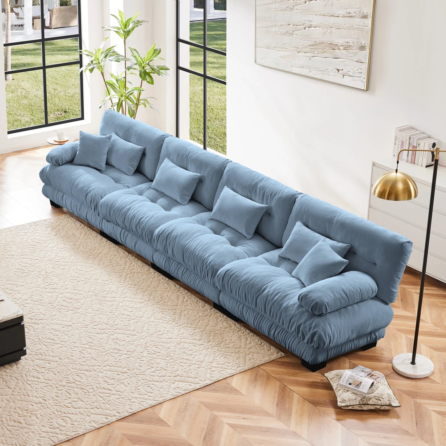 Modular Sectional Sofa Chenille With Ottomans Couch For Home Comfort