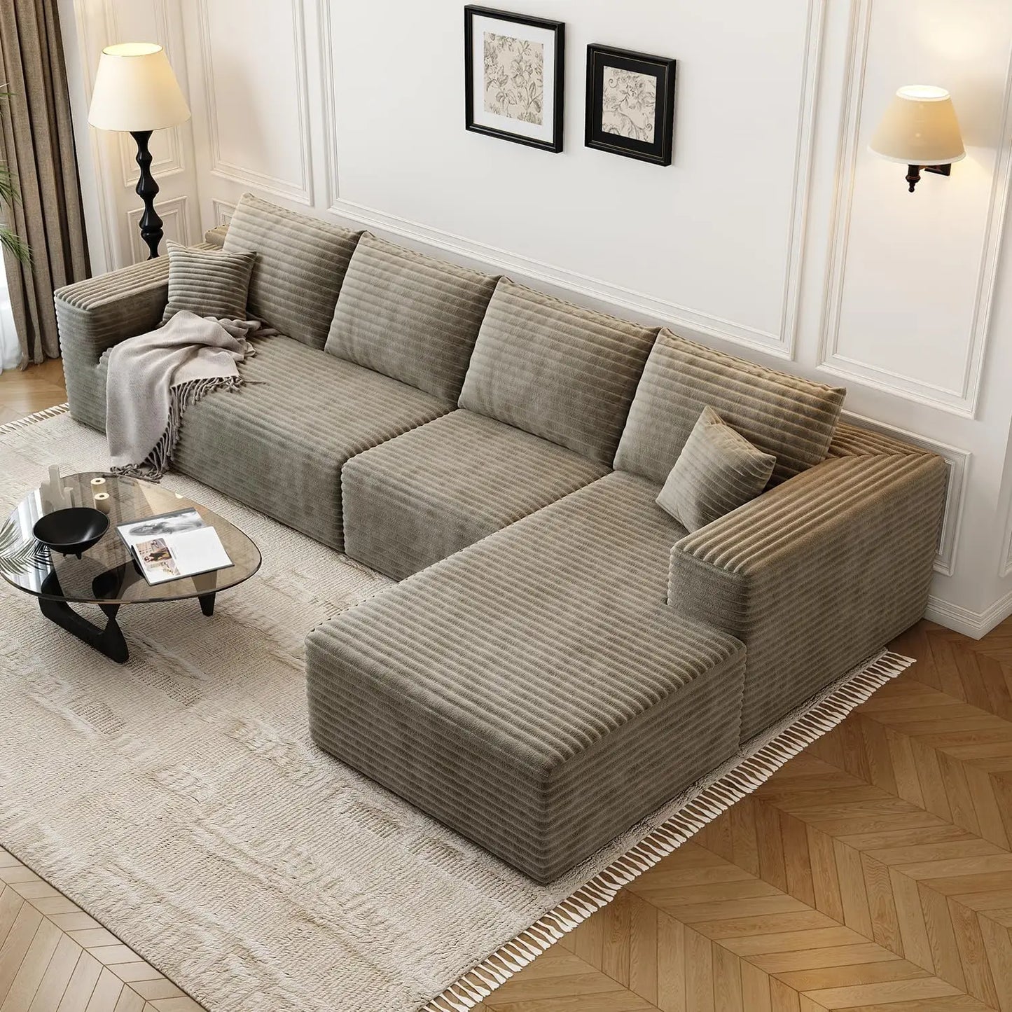 XPLVCN Modular Sectional Sofa With L Shaped Chaise Modern Upholstered
