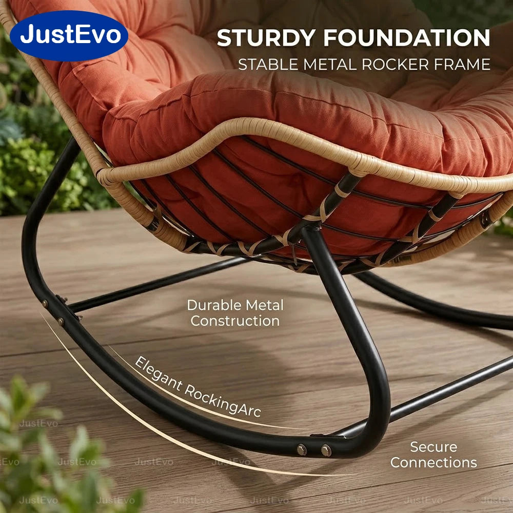 Ergonomic Metal Frame Outdoor Rocking Patio Chair For Garden Relaxation