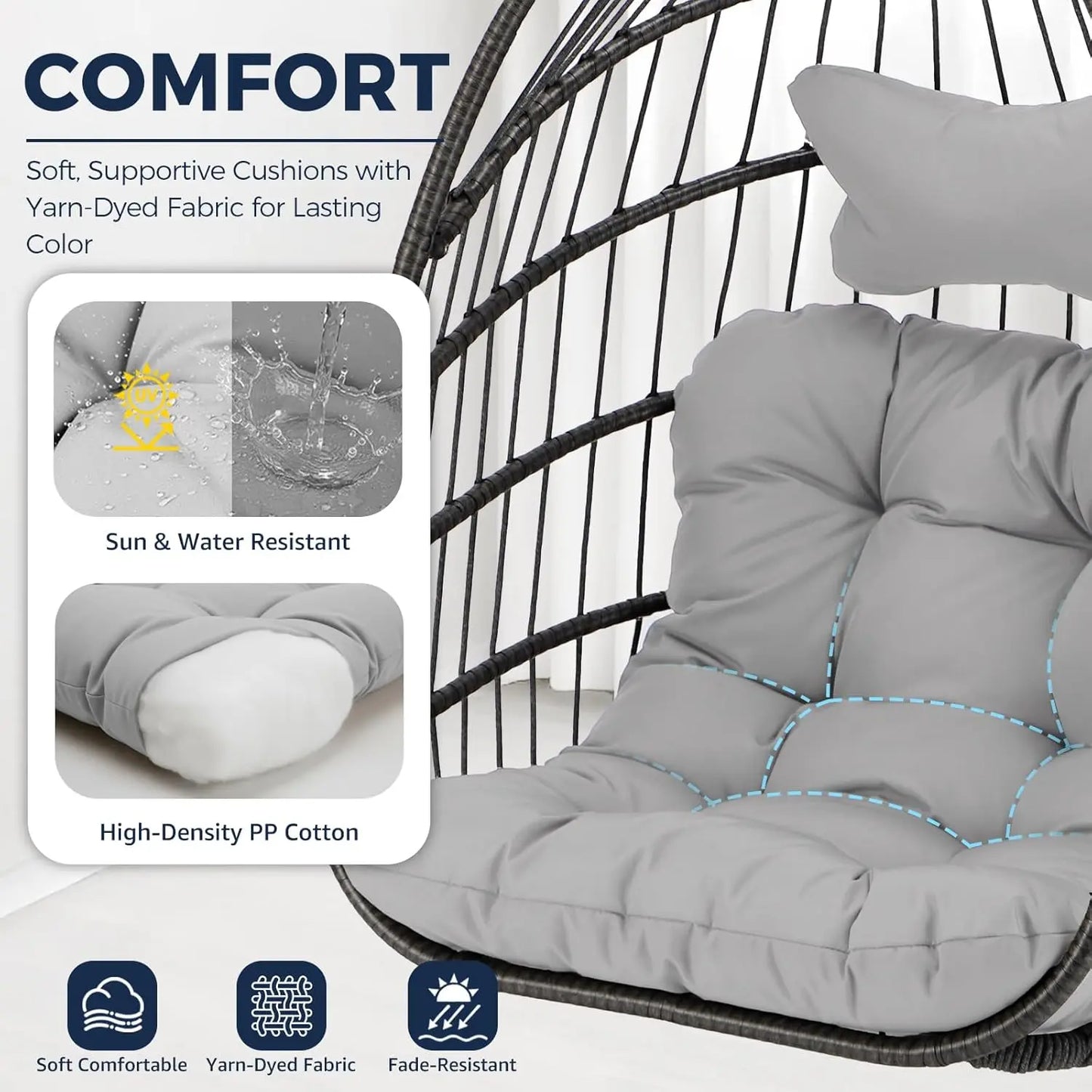 Egg Chair Swing Outdoor Wicker Hanging Chair With Stand