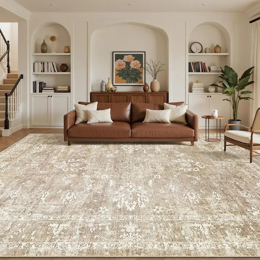 Machine Washable Wool Area Rug For Living Room Non Slip