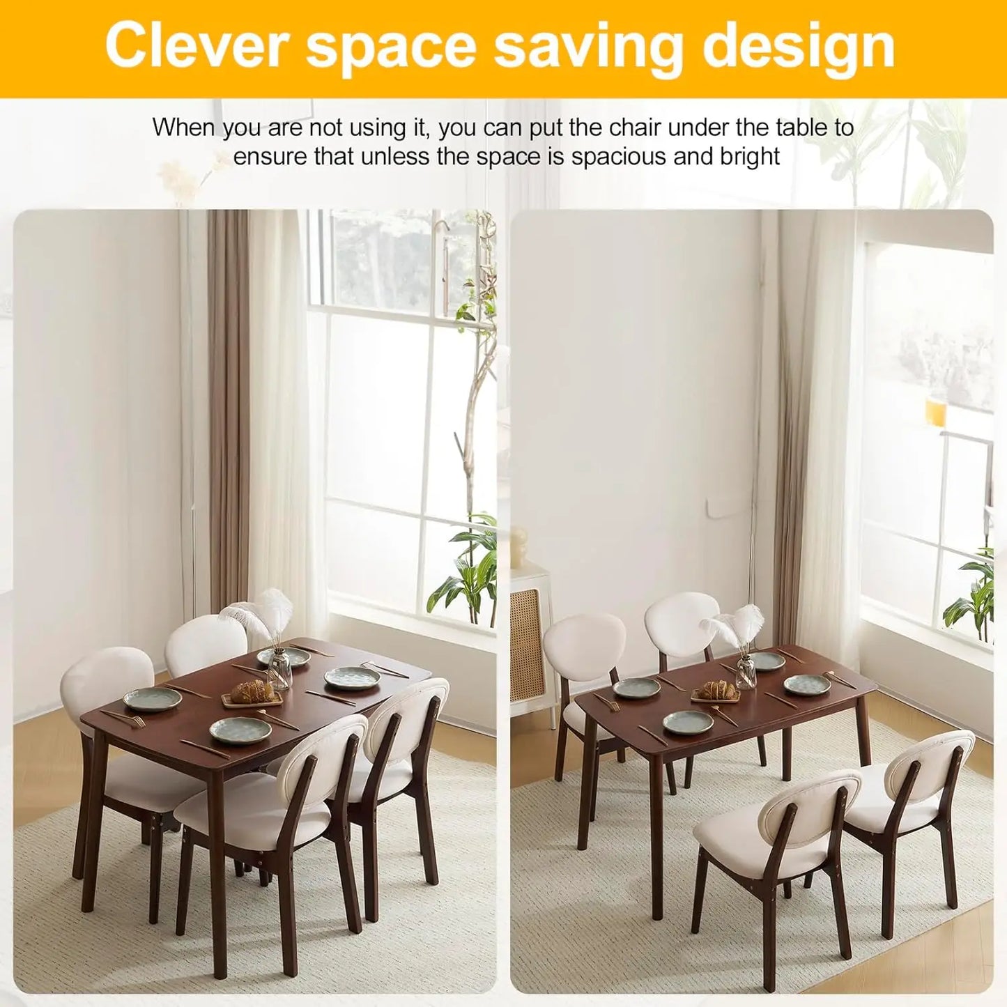 Mid-Century Modern Dining Table Set For Four To Five