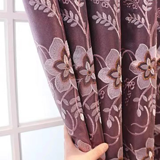 Plant Flower Blackout Curtain Cloth Nordic Simple Bedroom Living Room Balcony Atmospheric Double Layer