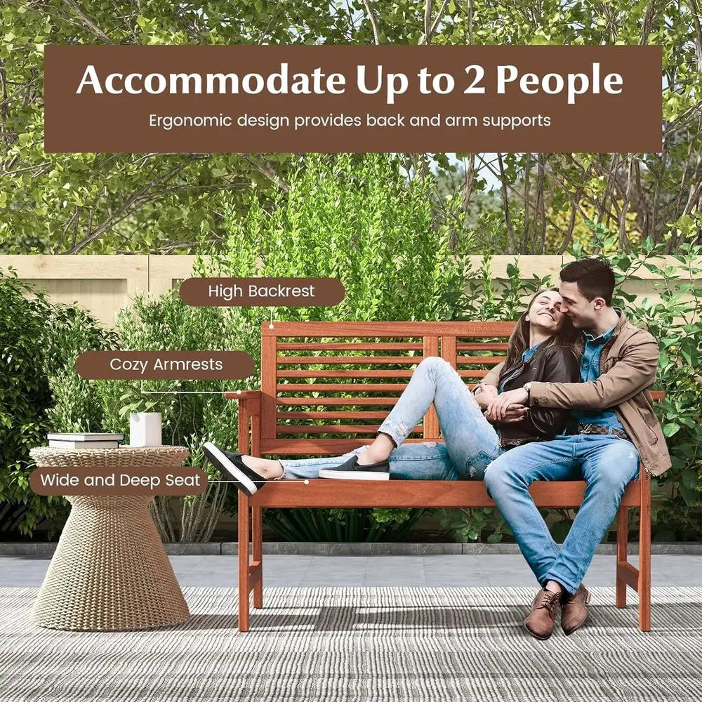 DAFIFY 2 Person Patio Bench With Slatted Back And Cushion