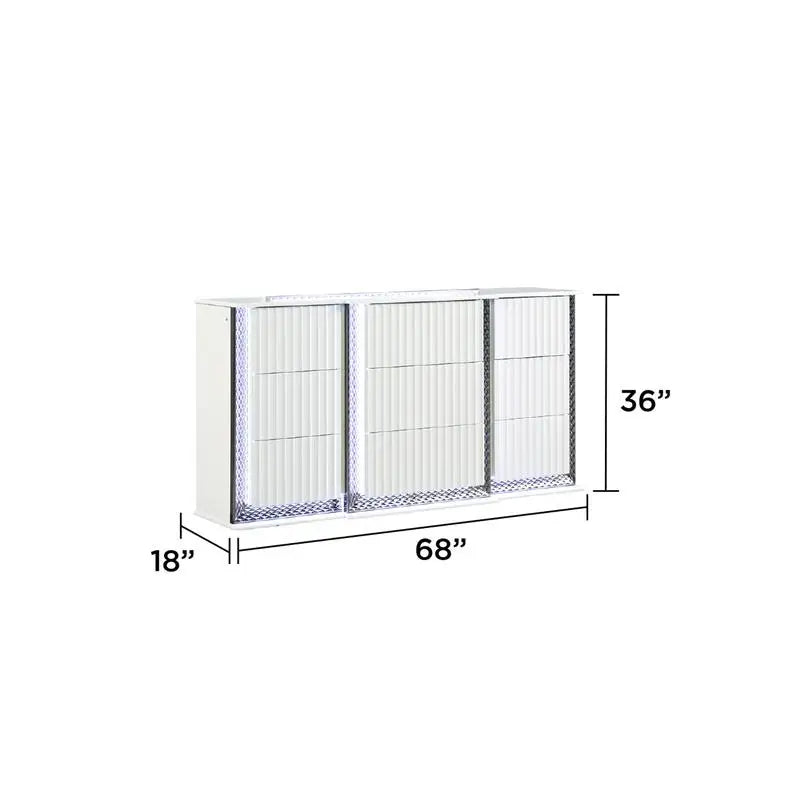 Contemporary 5 Piece Bedroom Set With Diamond Accents LED Lighting