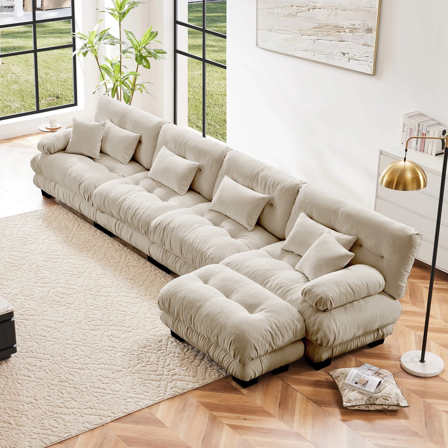 Modular Sectional Sofa Chenille With Ottomans Couch For Home Comfort