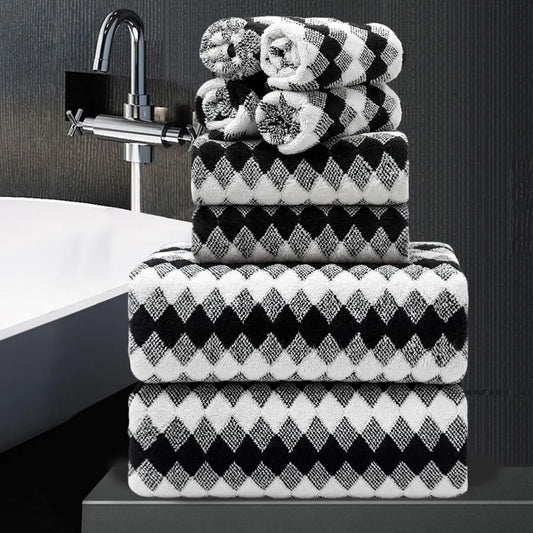 Piece Bathroom Towel Set Black White2 Oversized Large Bath Towels Sheet,2 Hand Towels,4 Washcloths 600GSM Soft Towel Set for Bat
