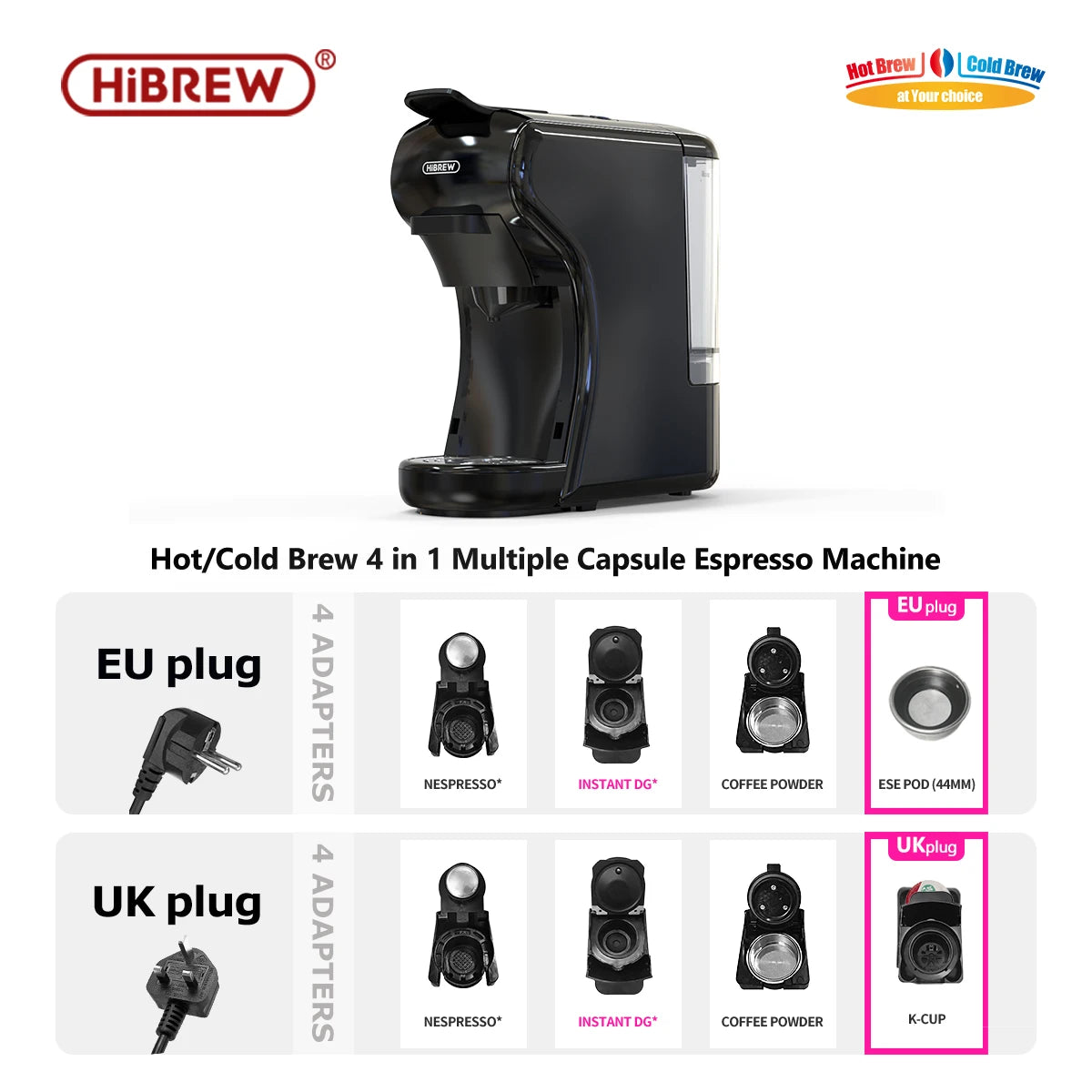 HiBREW 19 Bar 4in1 Espresso Capsule Coffee Machine