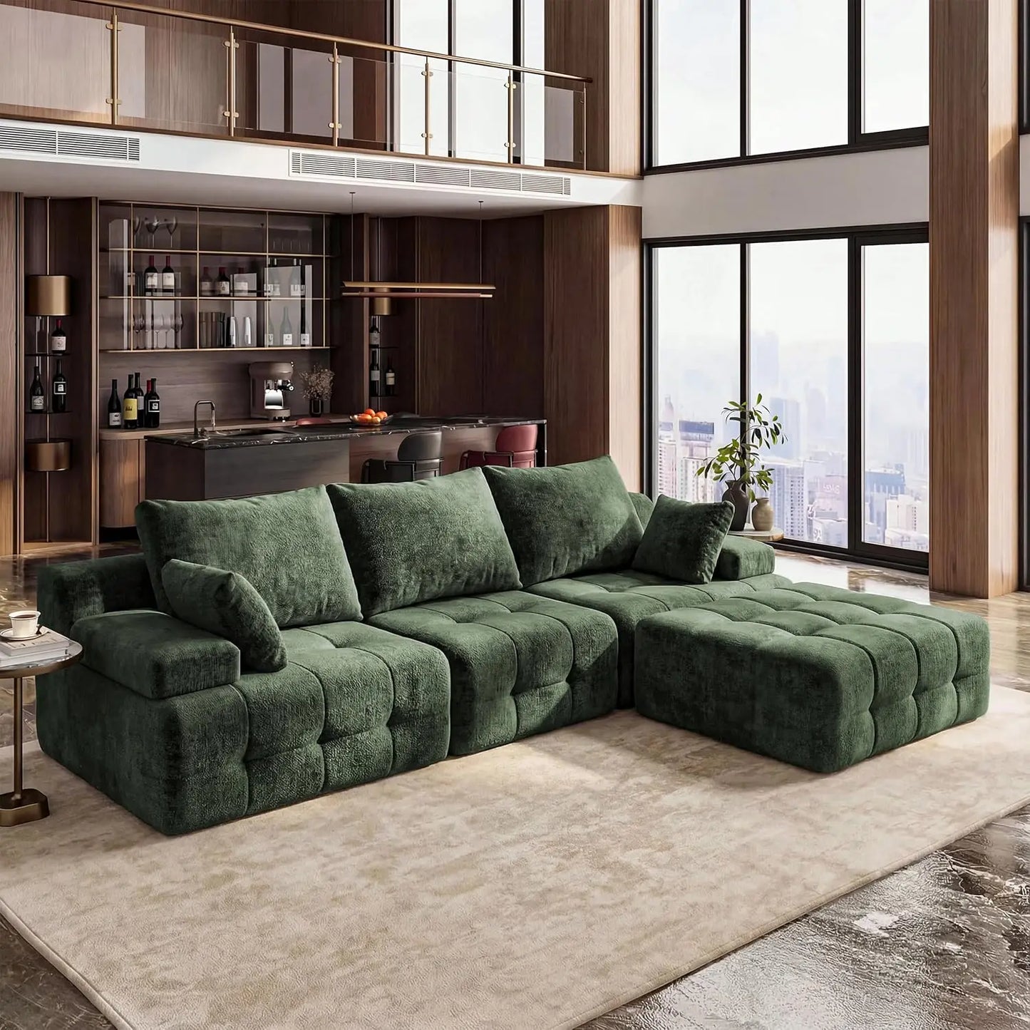 Cloud Sectional Sofa Modern Convertible L Shaped Couch Chenille Fabric
