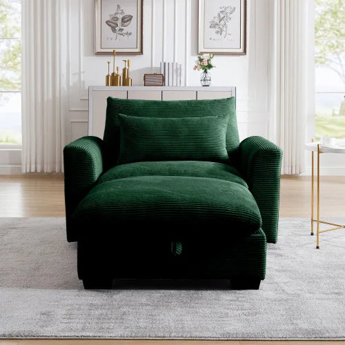 Modular Corduroy Sofa With Storage Ottoman For Living Room