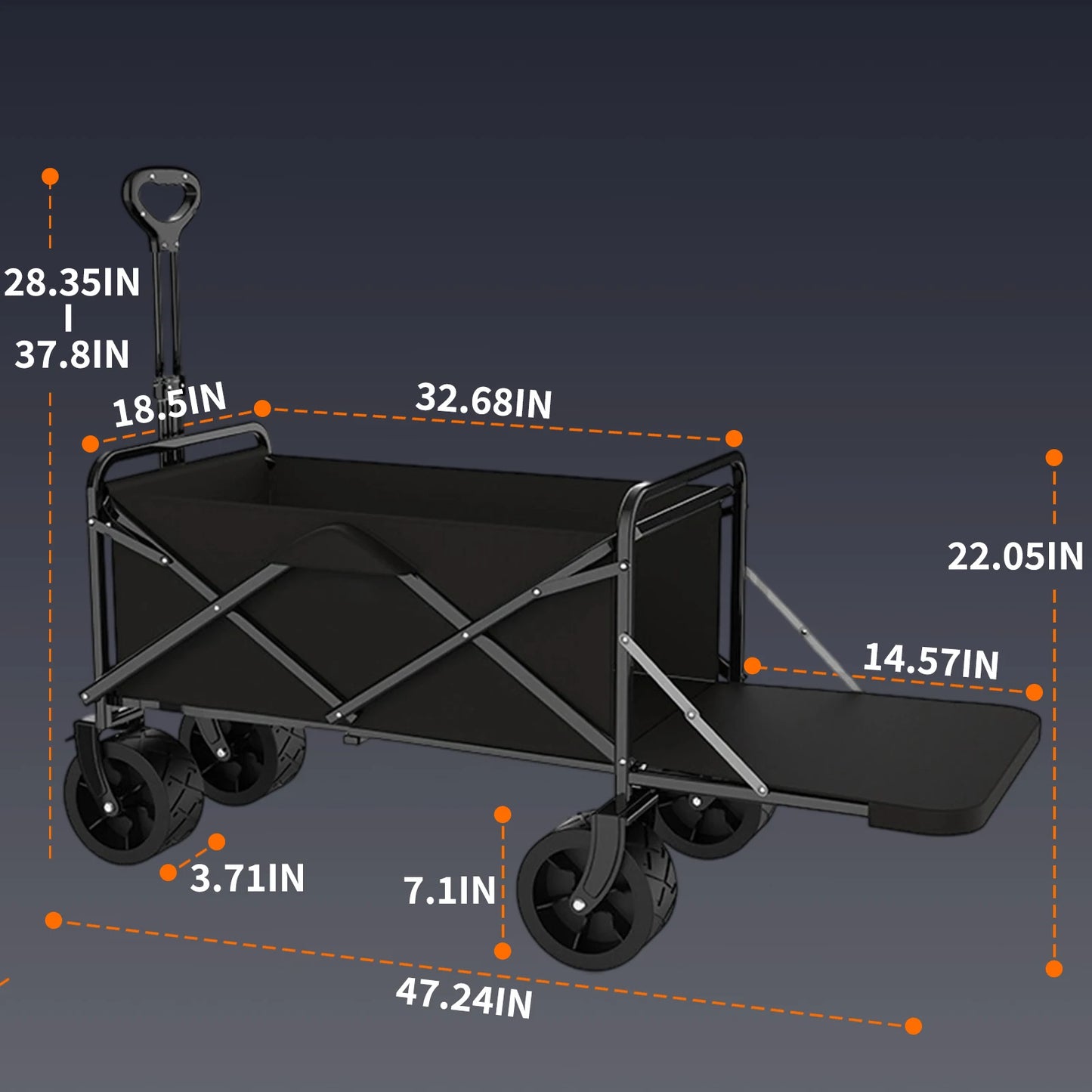 Foldable Camping Cart With Telescopic Handle And Large Capacity