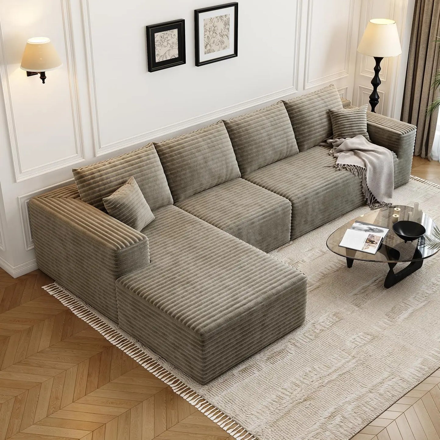 XPLVCN Modular Sectional Sofa With L Shaped Chaise Modern Upholstered