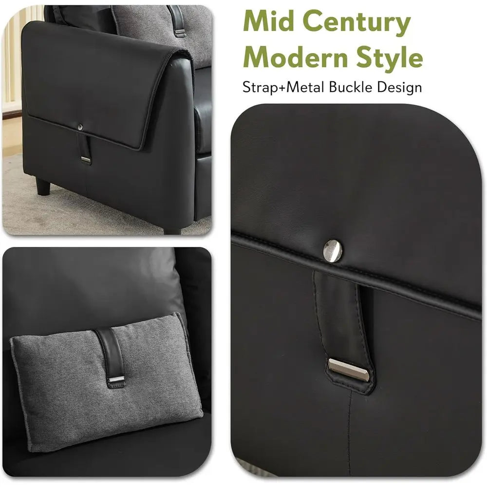 Leather Three Seater Sofa For Modern Living Room Style SustainablySourcedTimberFramework