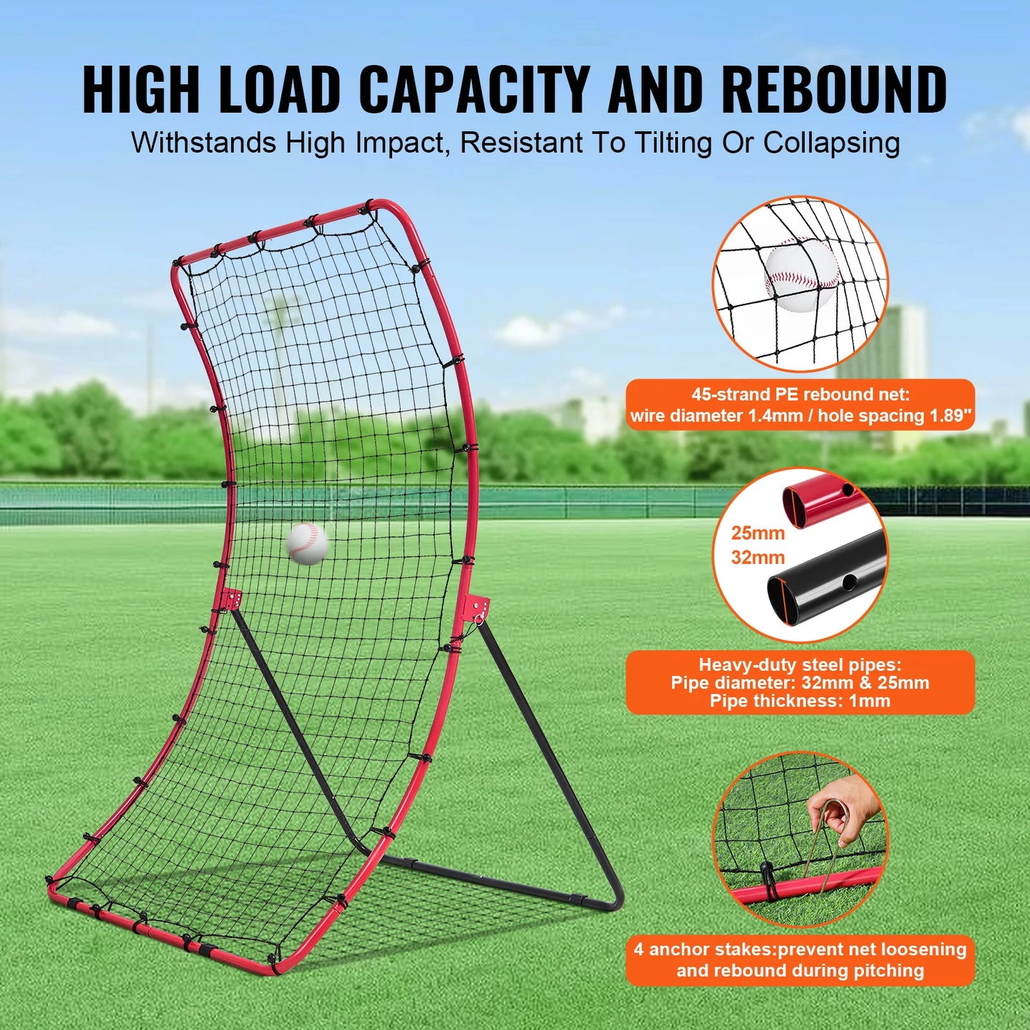 SucceBuy PitchBack Baseball Rebounder Net For Grounders Pop Flies