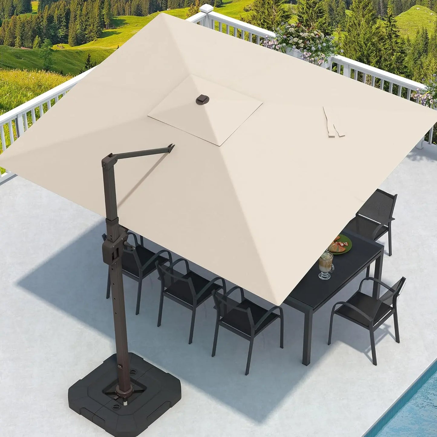 Cantilever Rectangular Patio Umbrella With Base Included And 7 Tilts