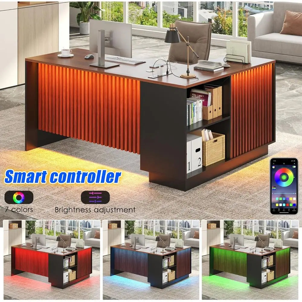 L-Shaped Executive Desk With Storage And Privacy Panel