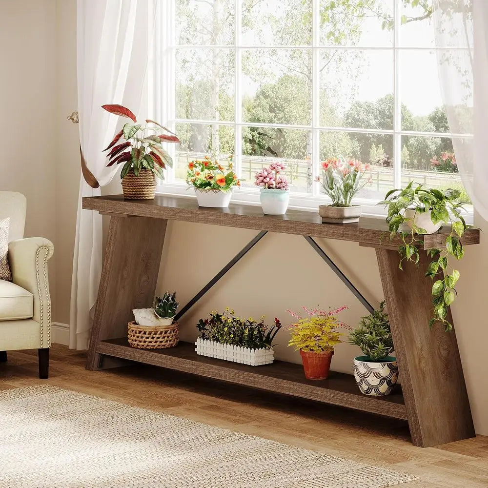 Sofa Table With Storage For Entryway Hallway Living Room