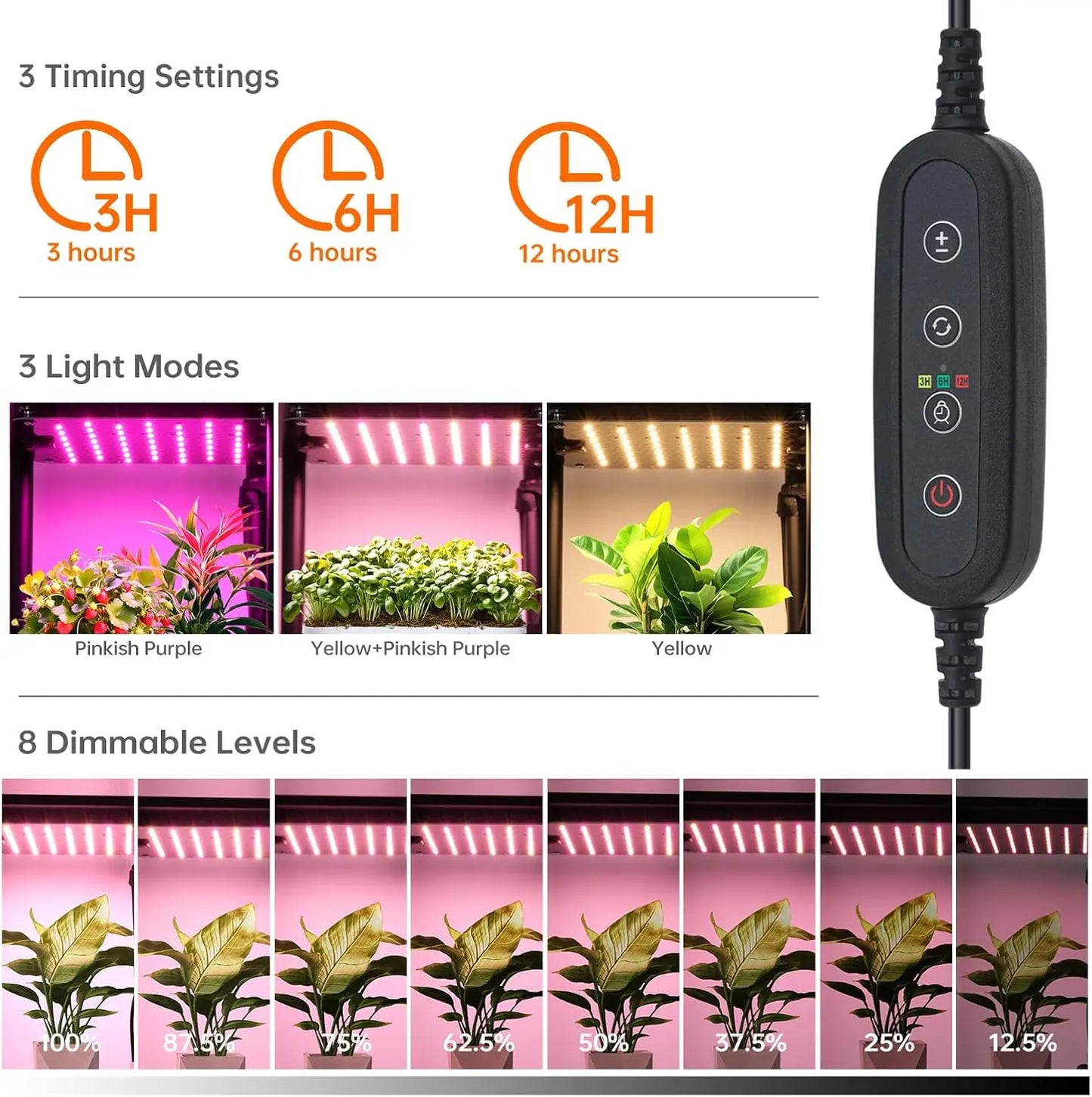 7 Tier Corner Plant Stand Dimmable LED Grow Lights