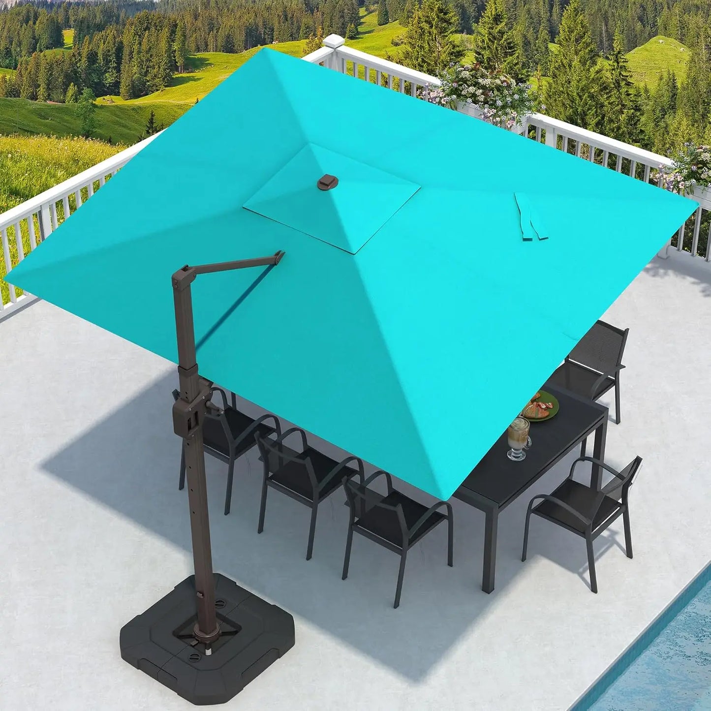 Cantilever Rectangular Patio Umbrella With Base Included And 7 Tilts