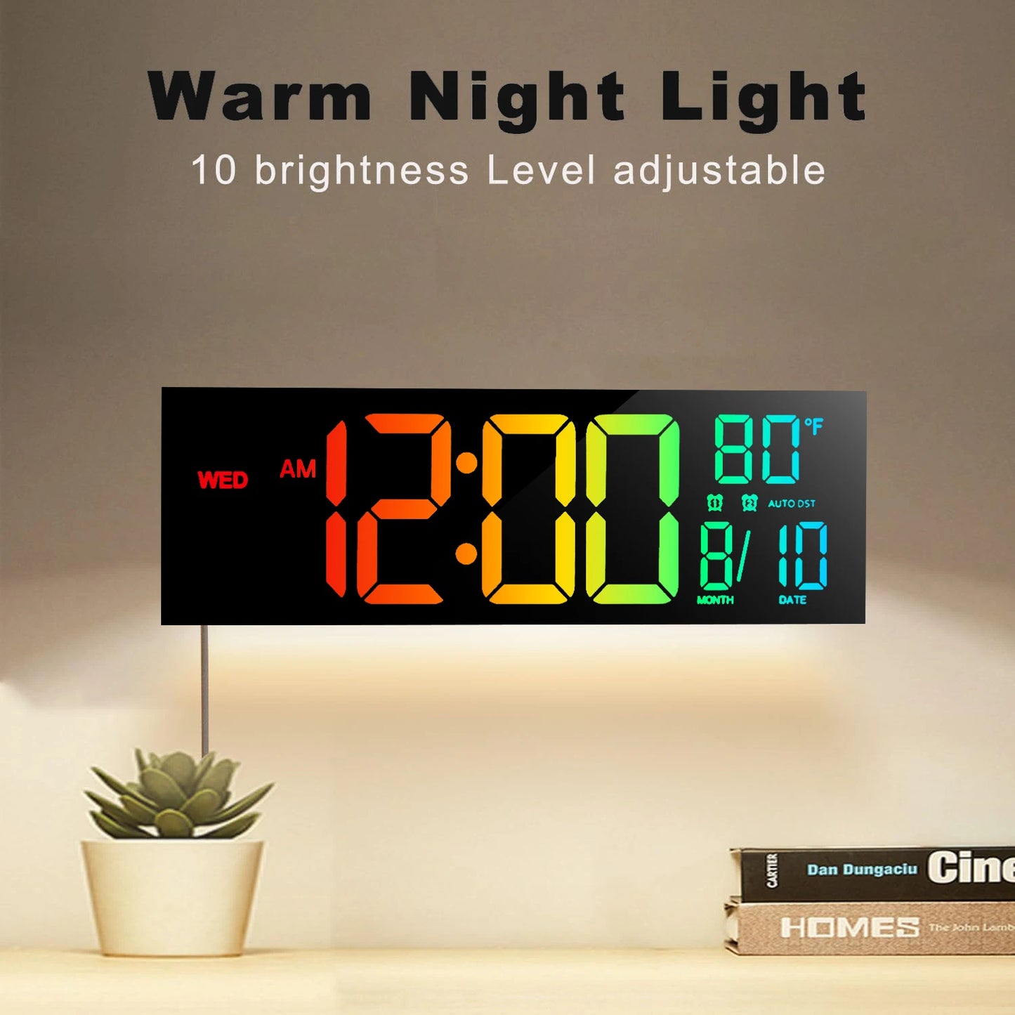 Hign-concerned Digital Wall Clock With Remote Alarm DST Temperature LED-Display-Analytics
