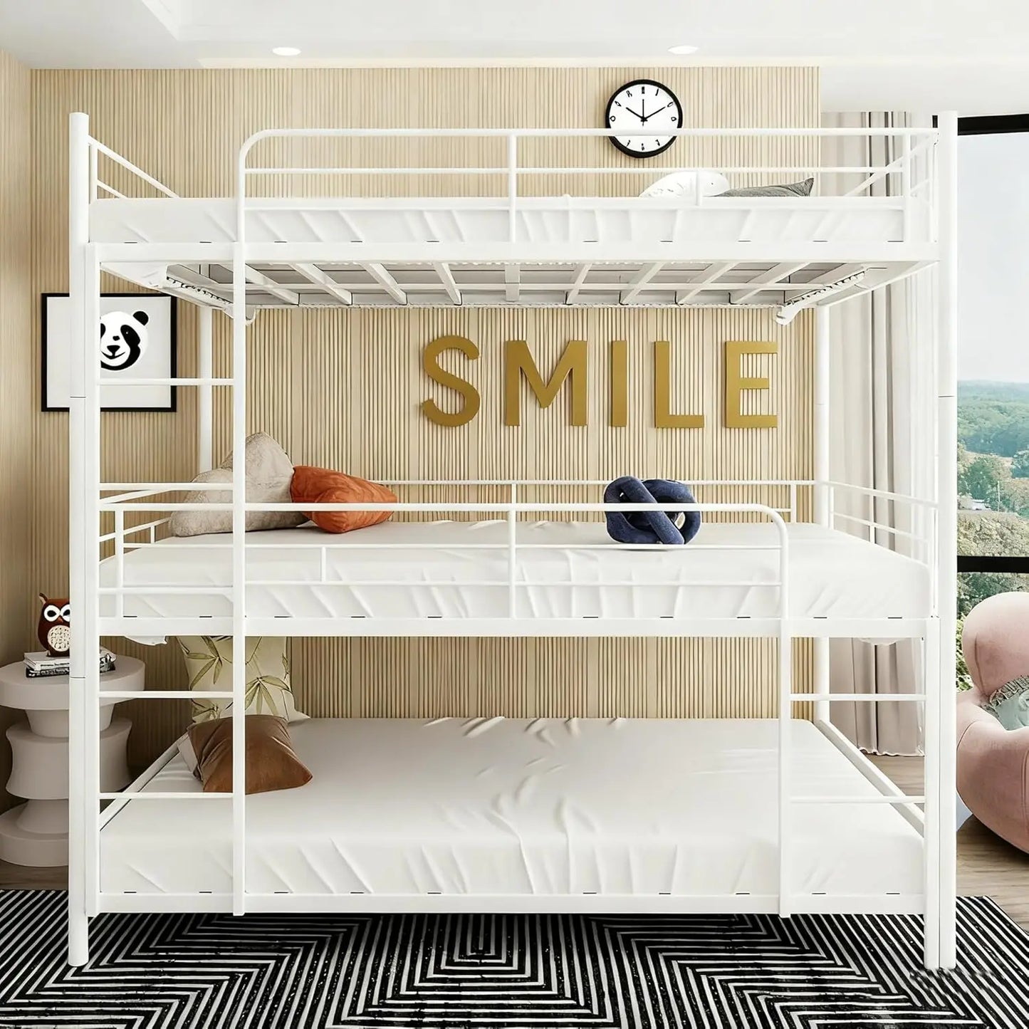 XIAOLANG Bunk Bed With Ladder Guardrail And Metal Slats Support