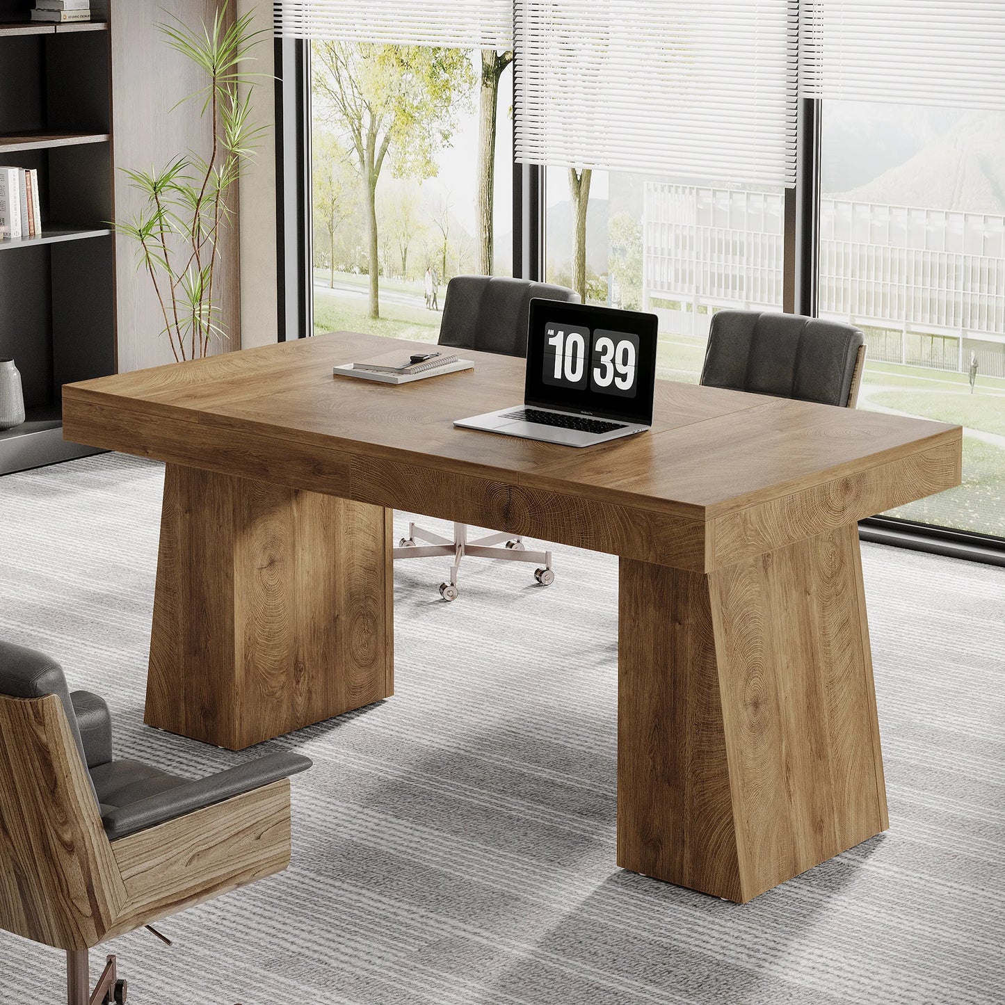 Tribesigns Executive Desk With Double Pedestal Modern Wood Office