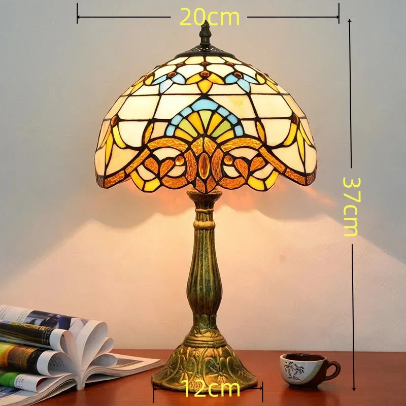 Jiankexing Retro Stained Glass Desk Lamp For Home Lighting
