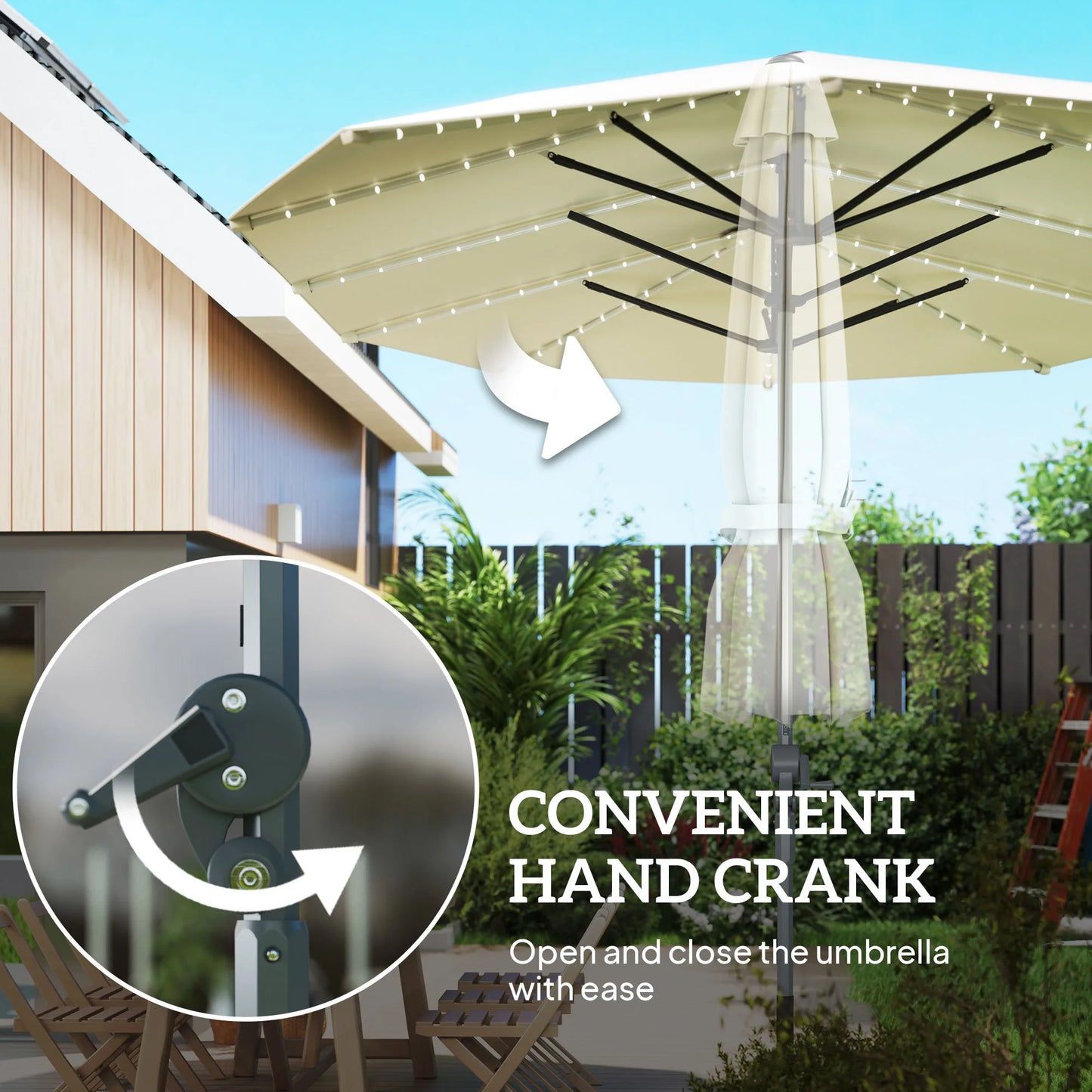 Outsunny Outdoor Patio Umbrella With Integrated Solar Lights