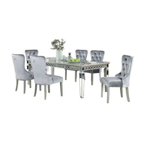 Expandable 7 Piece Dining Set With Leaf And Wingback Chairs