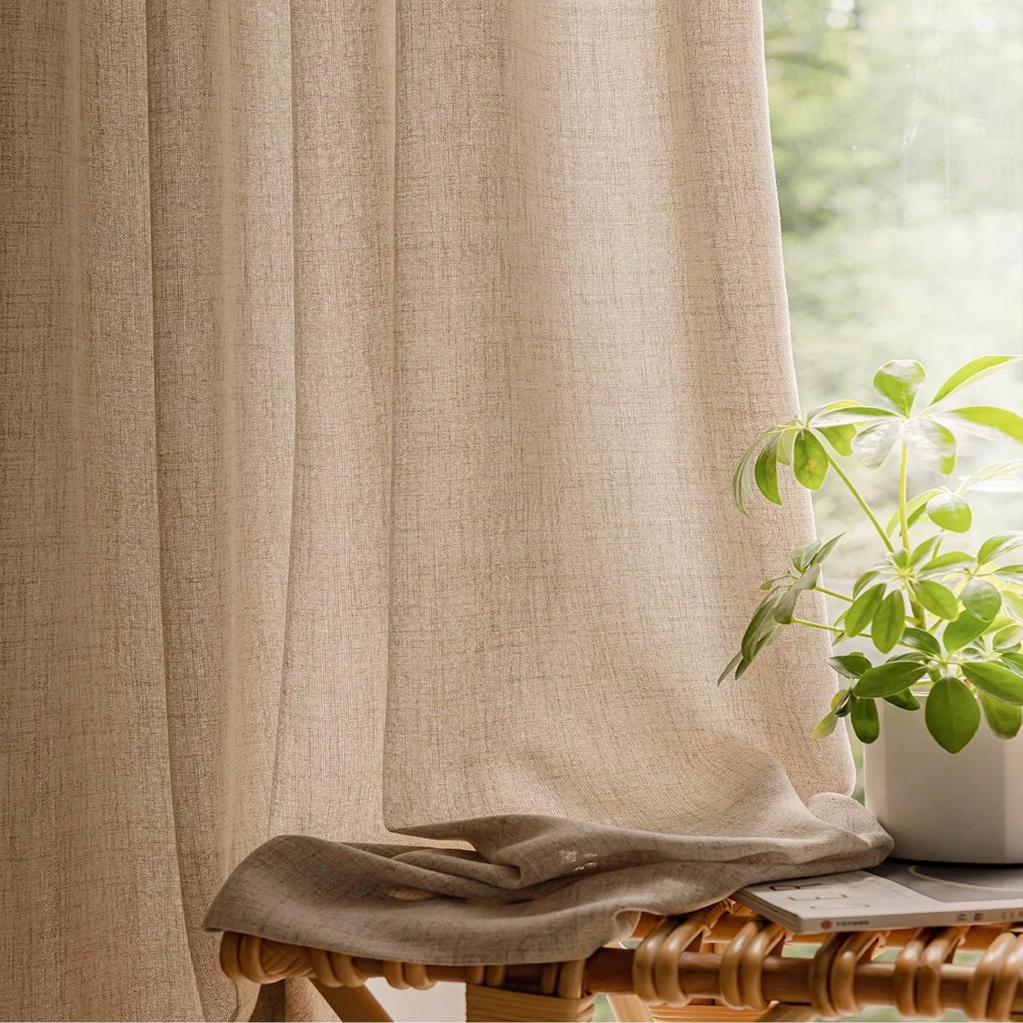 1 Piece Modern Light - Luxury Linen Windproof, Breathable and Blackout Curtain,for Living Room，Bedroom,Heat Insulating