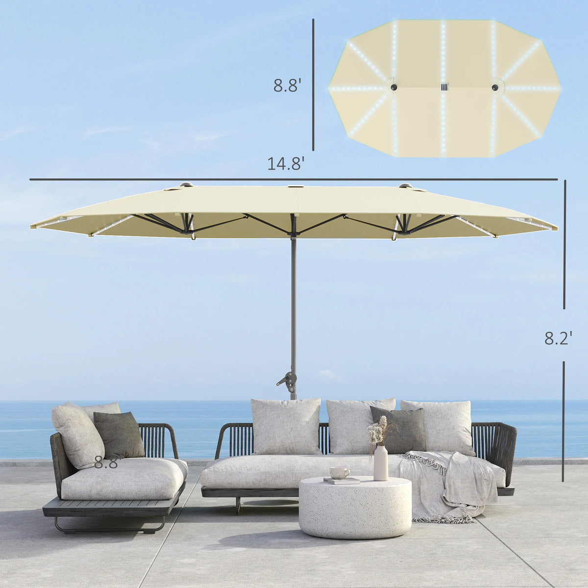Outsunny Outdoor Patio Umbrella With Integrated Solar Lights