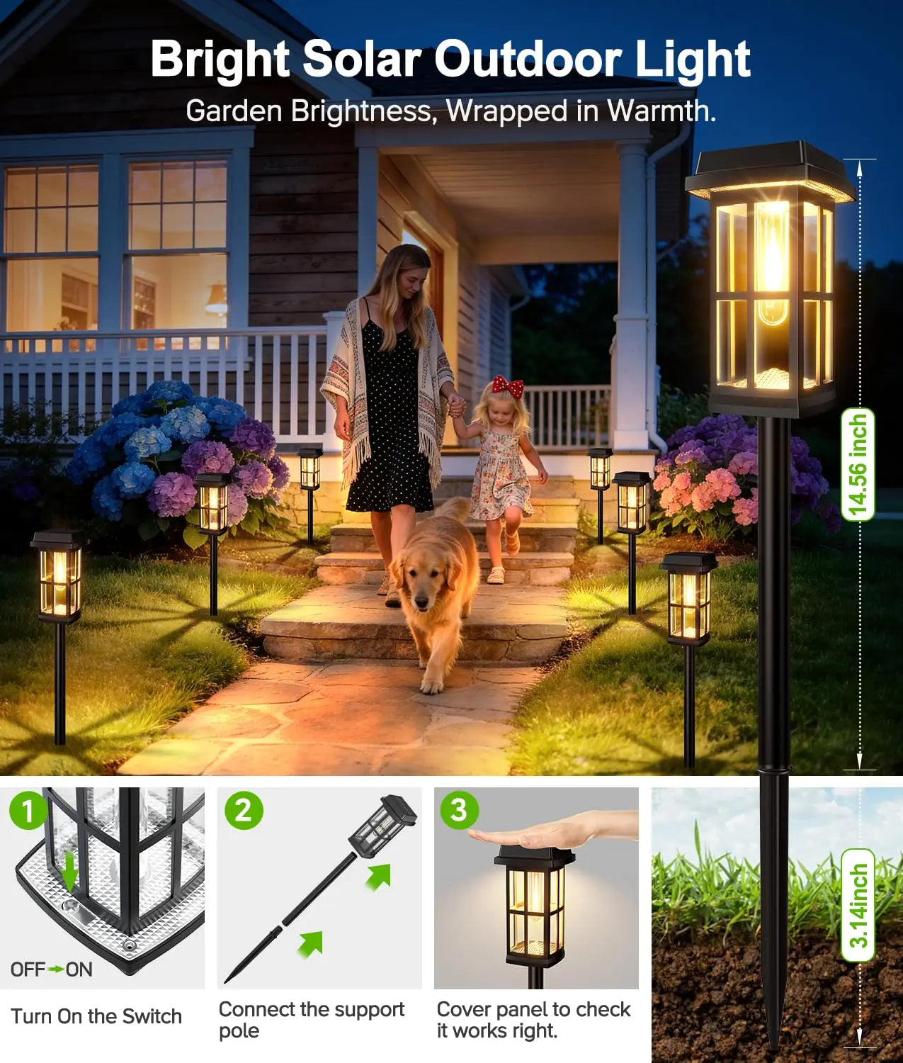Solar Powered Pathway Lights 8 Pack IP65 Outdoor Garden Lamps