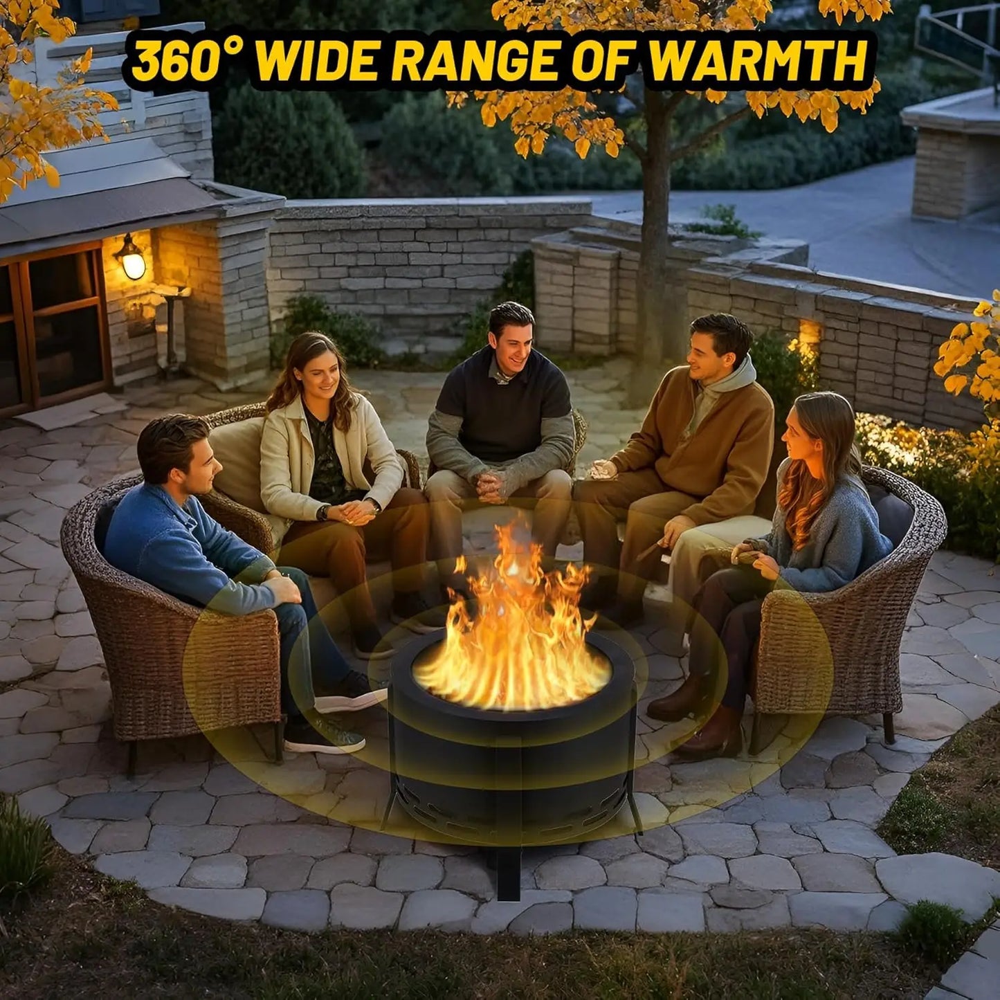 HiMISS Smokeless Outdoor Firepit With Folding Feet