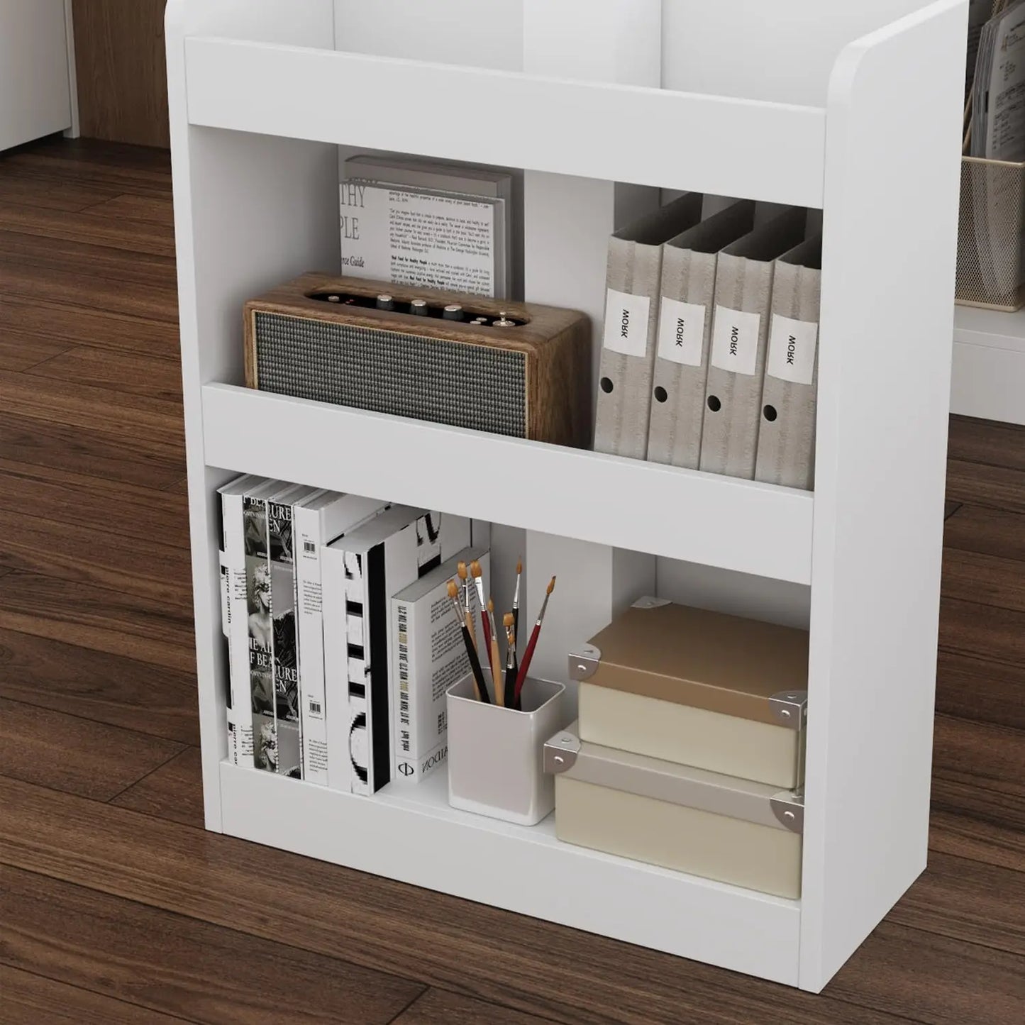 NONEDesk L Shaped Standing Desk With Drawers And Shelves