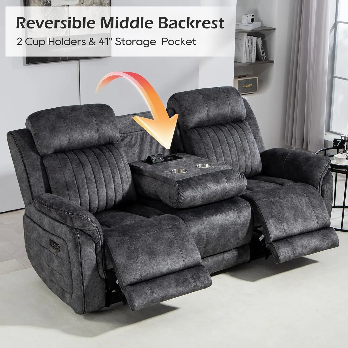 Zero Gravity Power Reclining Loveseat With Adjustable Headrest Wireless Charge