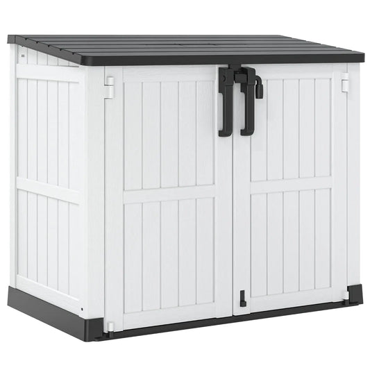 Outdoor Storage Cabinet Resin Shed With Lockable Doors