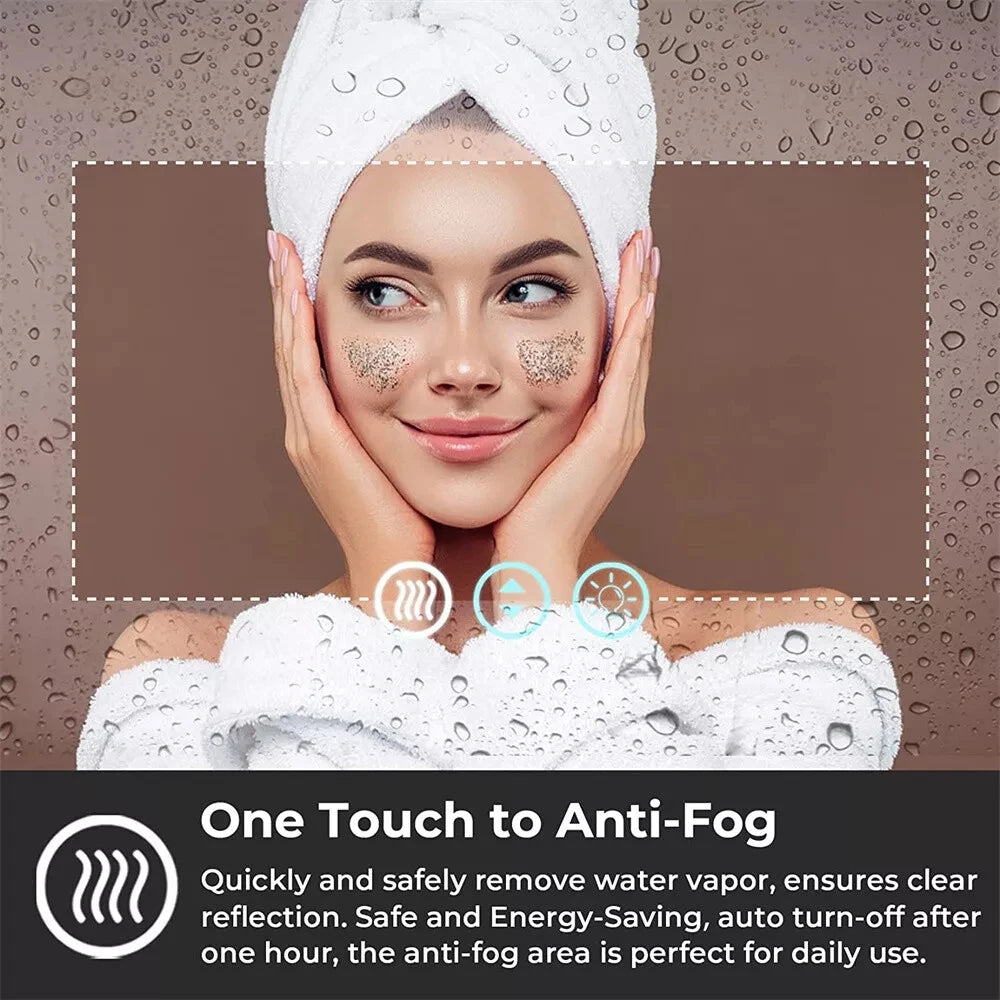 Wisfor LED Bathroom Mirror With Front Backlit Dimmable Vanity Wall Mirror HD Anti-fog