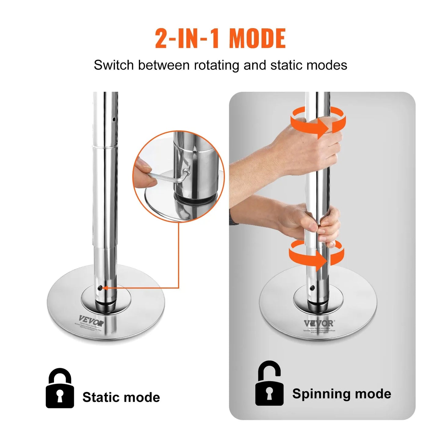 Dancing Pole Kit Spinning Static Removable Stainless Steel Pole