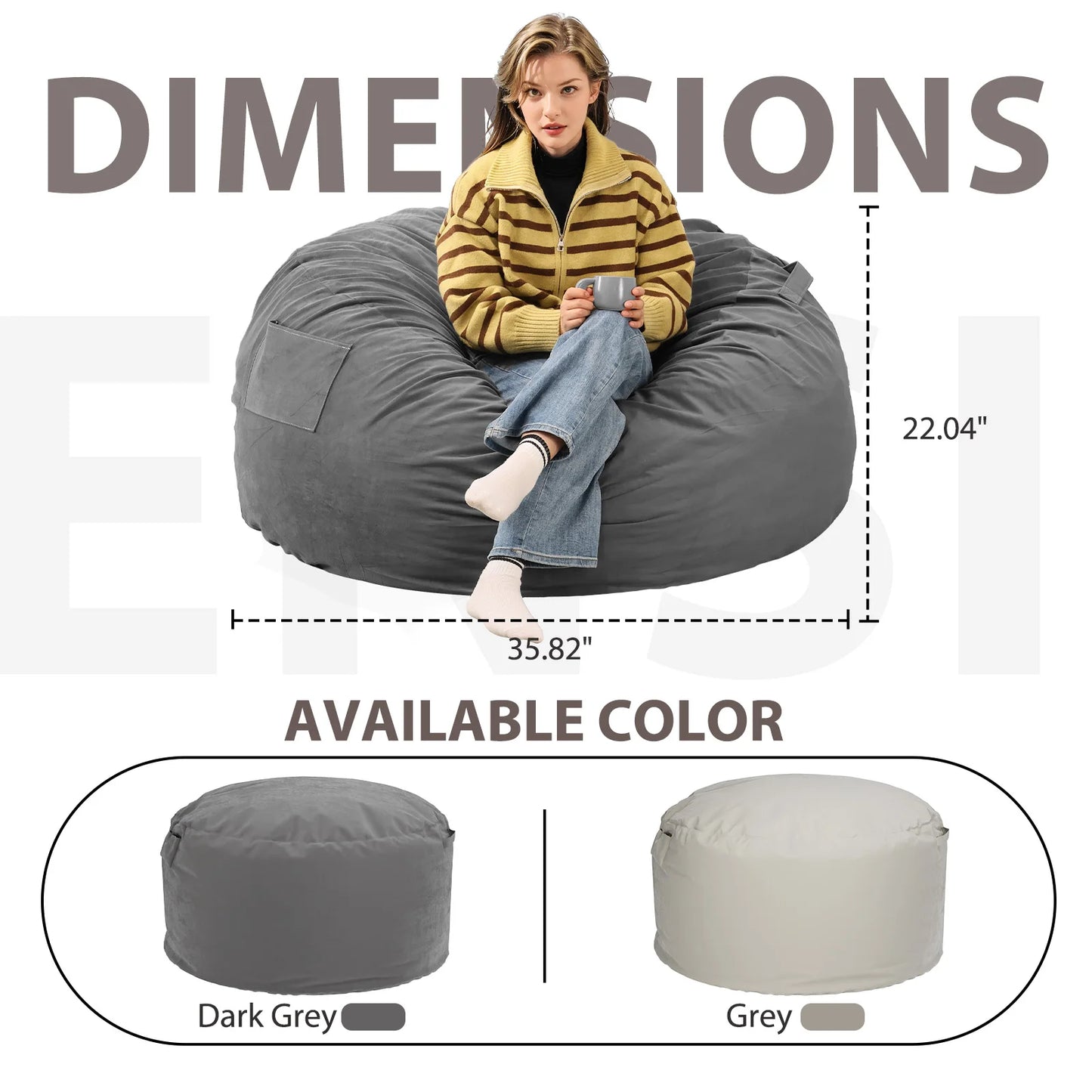 JHK Bean Bag Chair Foam Filled With Removable Cover For Gaming Reading And Home Theater