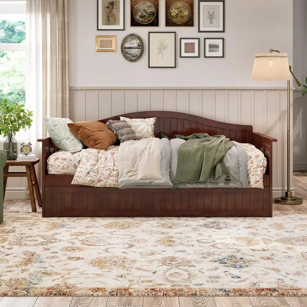 AI Nantucket Twin Wood Daybed With Twin Trundle Walnut
