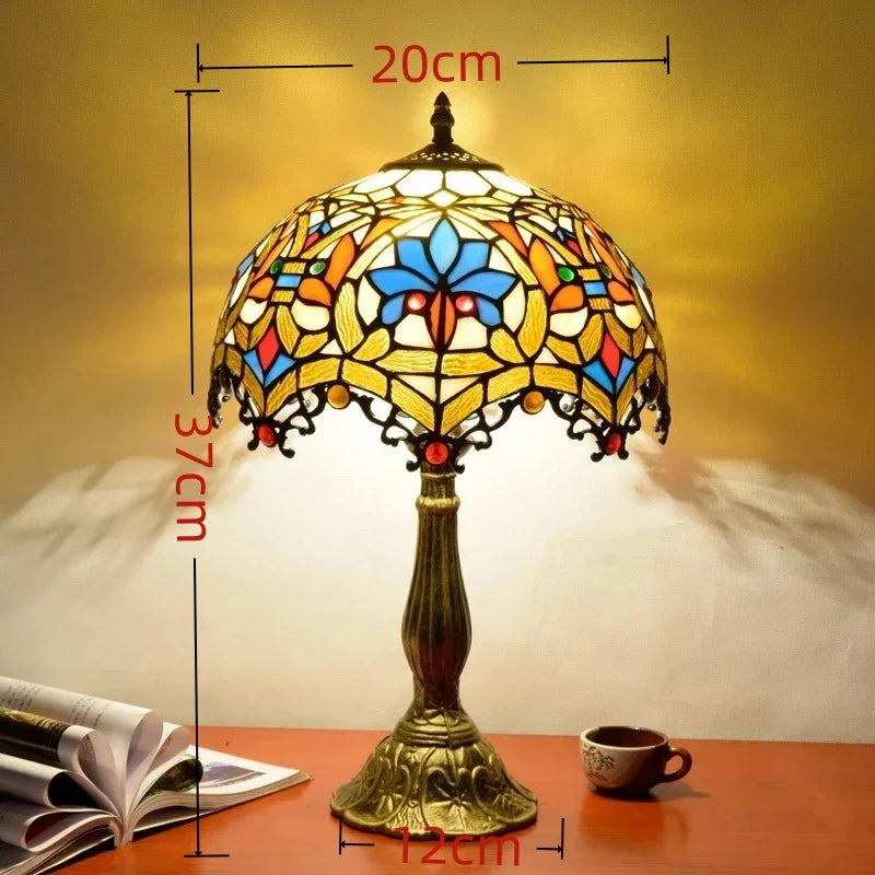 Jiankexing Retro Stained Glass Desk Lamp For Home Lighting