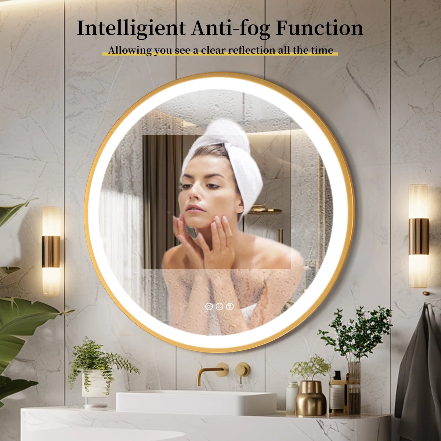 LED Fogless Wall Mounted Vanity Mirror With Memory Function AmbientIlluminationPro