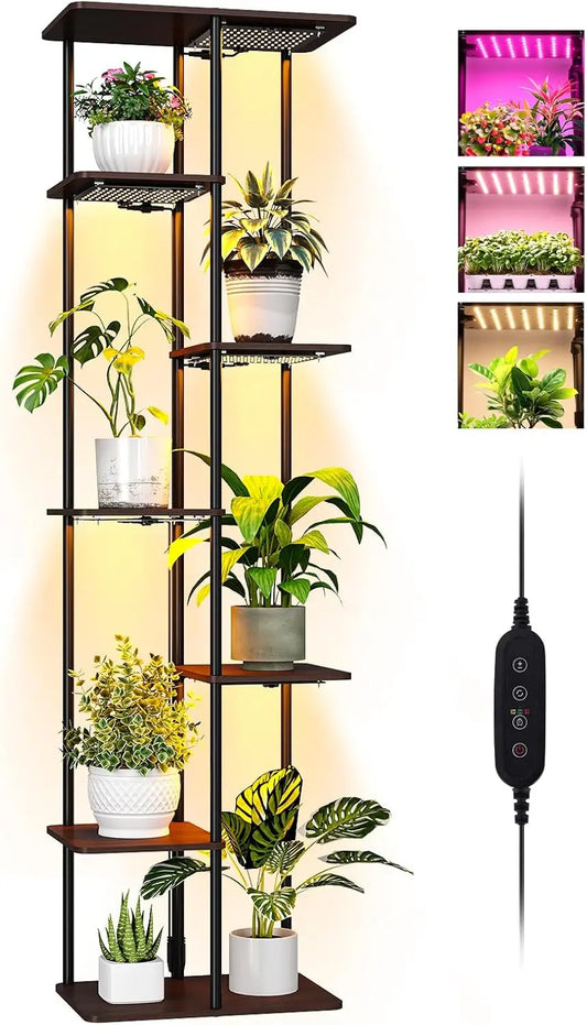 7 Tier Corner Plant Stand Dimmable LED Grow Lights