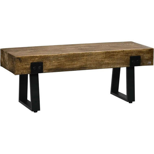 DAFIFY Garden Bench With Metal Legs Rustic Wood Effect Outdoor