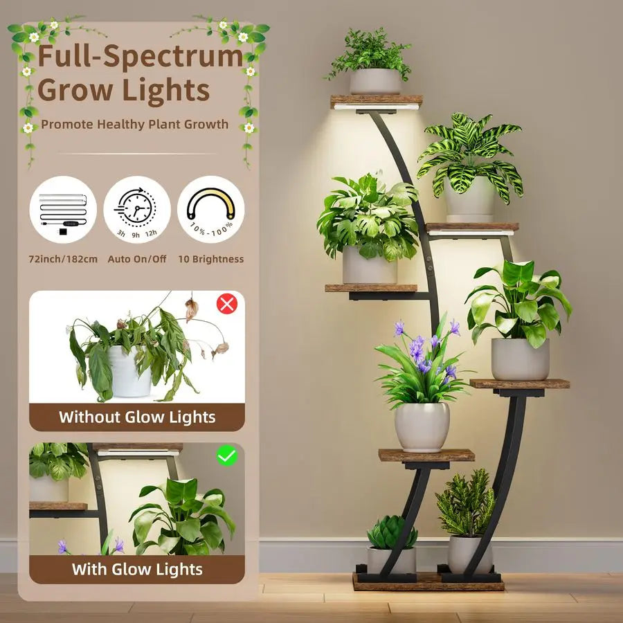 Indoor Plant Stands With Grow Lights Two Pack Corner Shelves