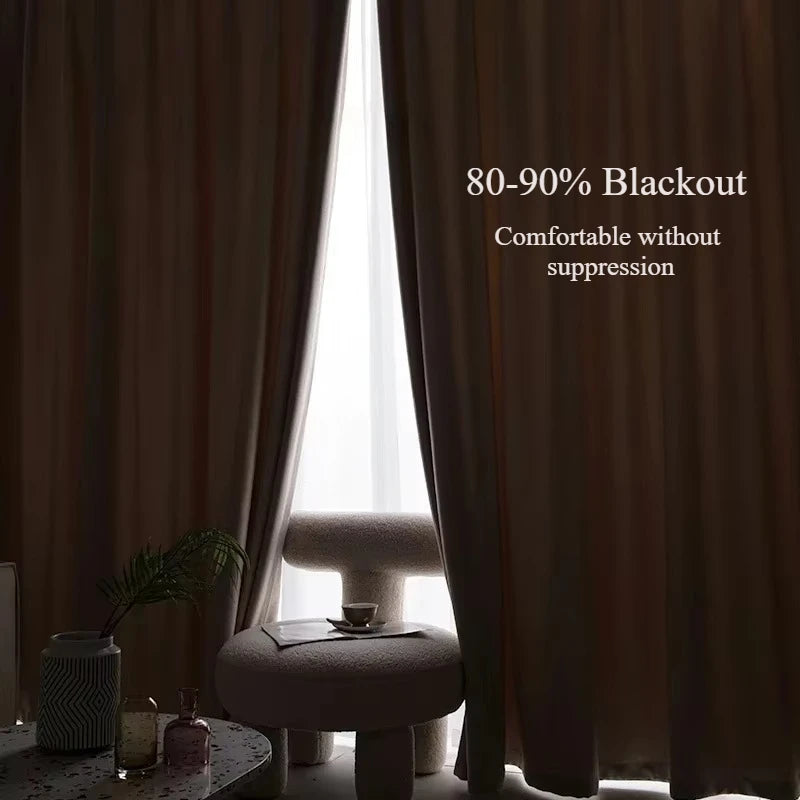 80-90% Blackout Soundproof Curtains for Living Room Bedroom Balcony Bay Window Drapes Simple Drape Large Area Study Thickened